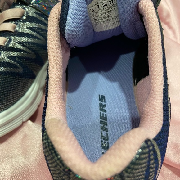 Skechers Girl Size 3 navy blue sparkle sneakers - Picture 4 of 5